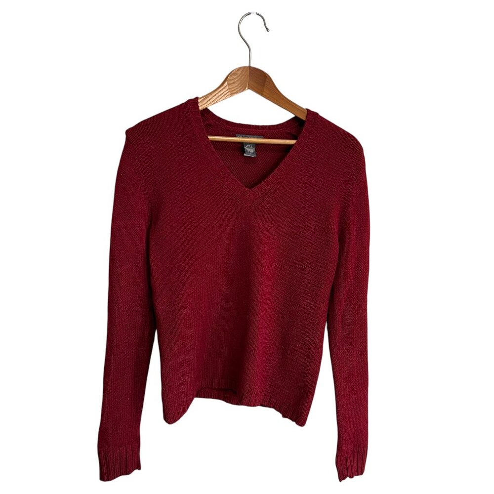 Banana Republic Women's Red V-Neck Knit‎ Sweater